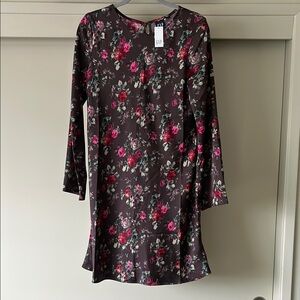 GAP Pink and Red Sheath Dress Long Sleeve Crew Neck Casual